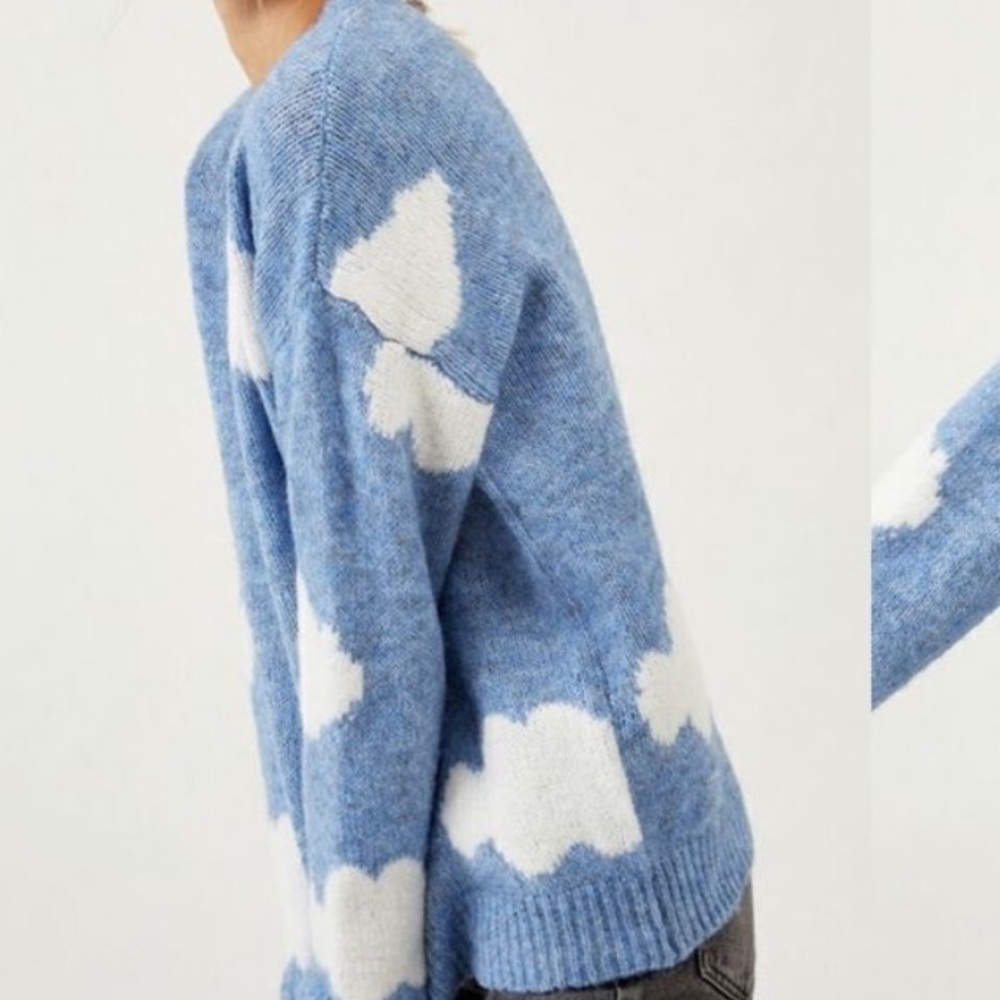 Anthropologie Little Lies Cassie Cloud Sweater Blue Gray Marled Crewneck RARE - Picture 14 of 16